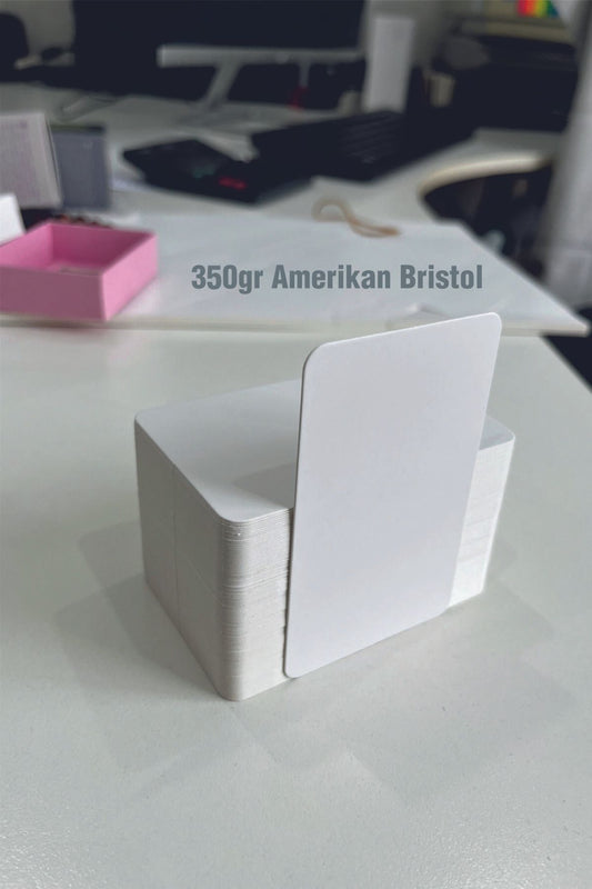 100 Adet 350 gr Oval Kesim Saf Beyaz Baskısız Kart 5,2x8,4 Cm Boş Selefonsuz Flashcard Kartvizit