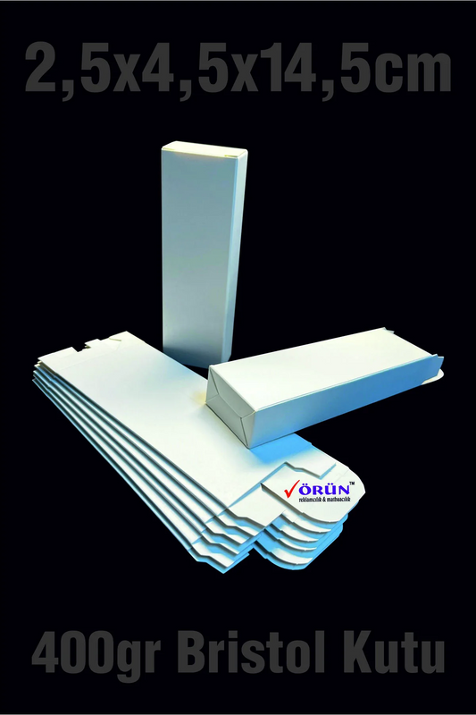 Saf Beyaz 2,5x4,5x14,5cm Parfüm Kutusu Bristol 400gr 15 Adet