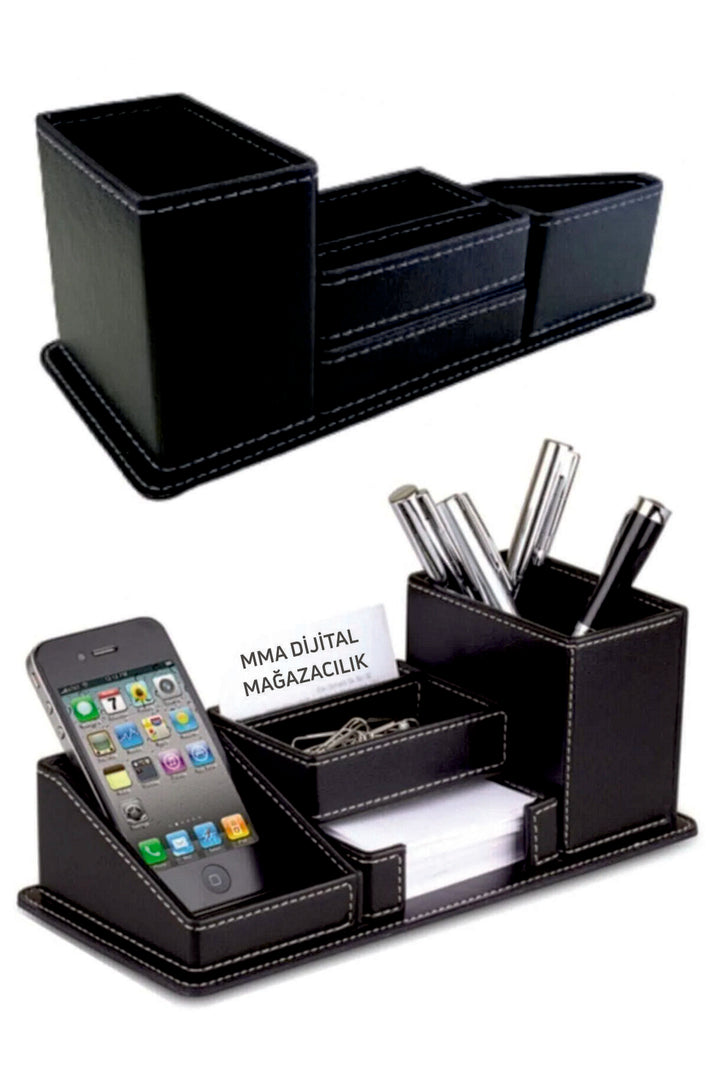 Suni Deri Masaüstü Düzenleyici Set Çok Bölmeli 24,5x10,5 cm
