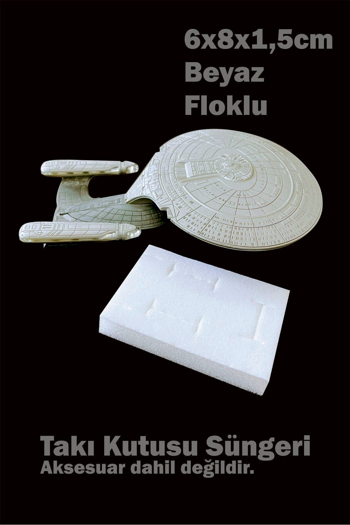 Floklu Takı Kutusu Süngeri 6x8x1,5 cm (24 Adet) - Beyaz