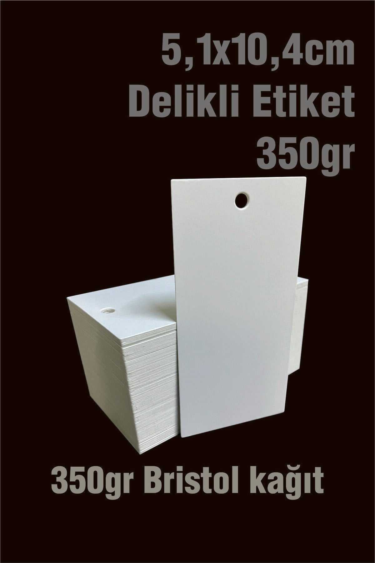 Saf Beyaz Delikli Baskısız Etiket 5,1x10,4 cm 350 gr (100 Adet)