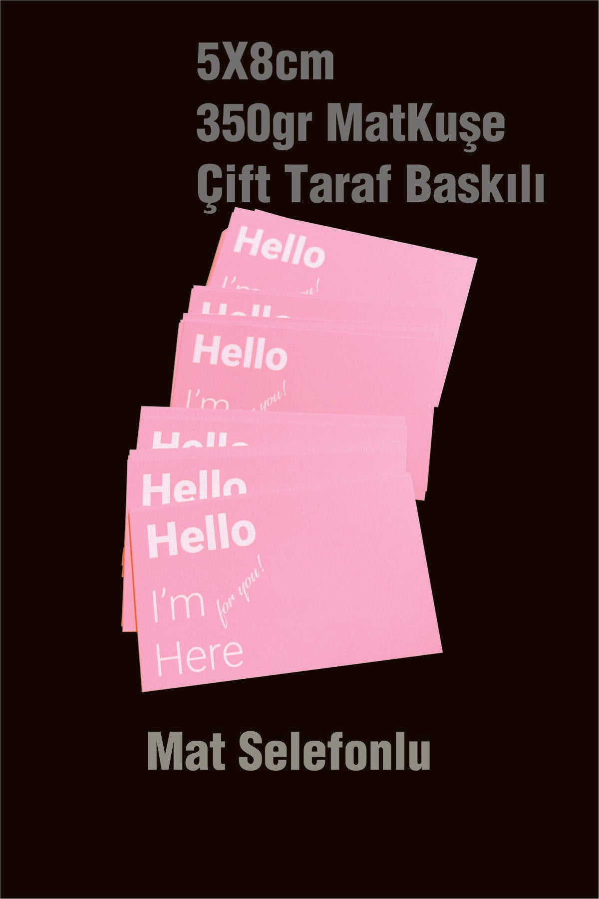 Pembe Hello Kartı 5x8,3 cm (50 Adet)