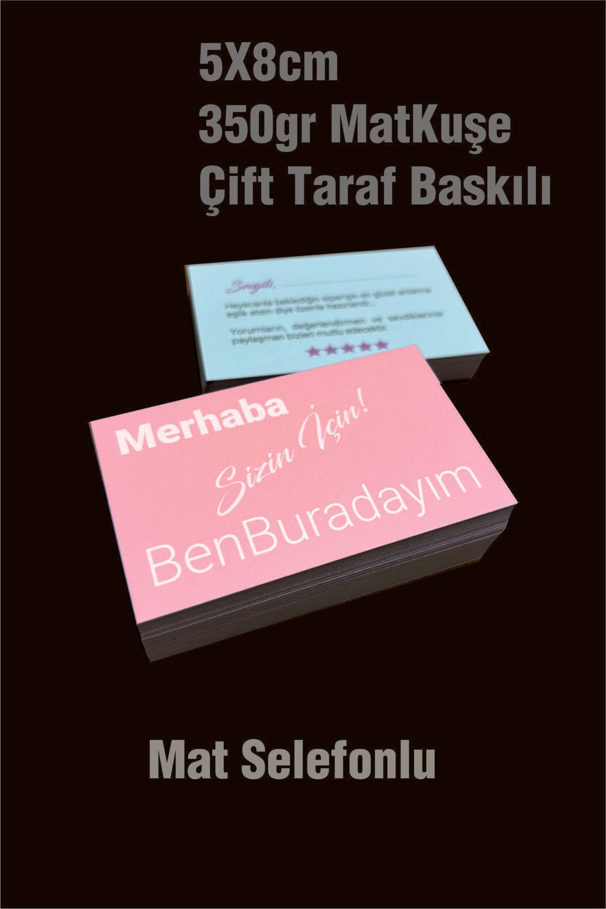 Pembe Merhaba Ben Buradayım Kartı 5x8,3 cm (50 Adet)