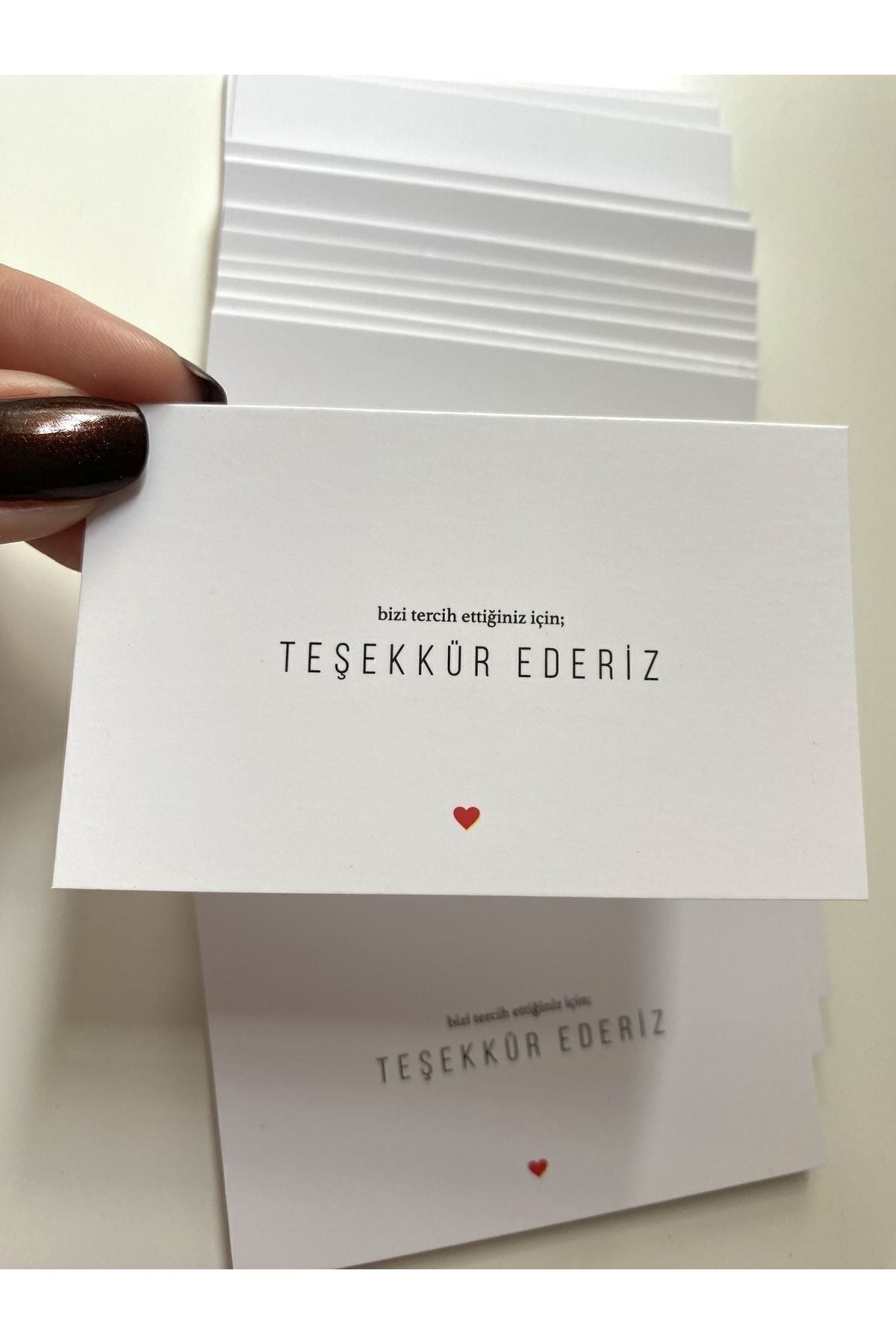 Beyaz Teşekkür Kartı Tek Yön 8x5 cm (50 Adet)