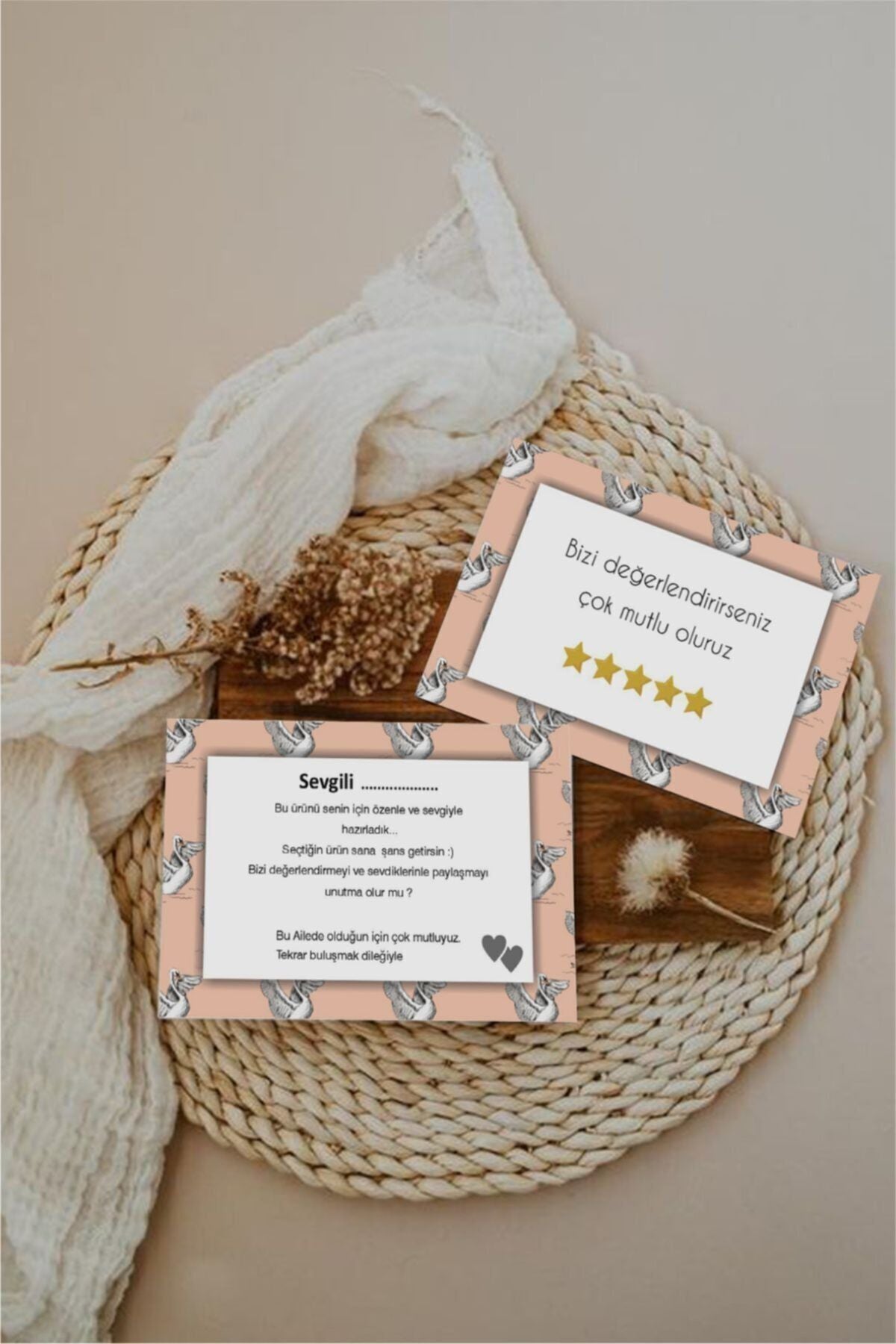 Renkli Teşekkür Kartı 8,5x5,5 cm (100 Adet)