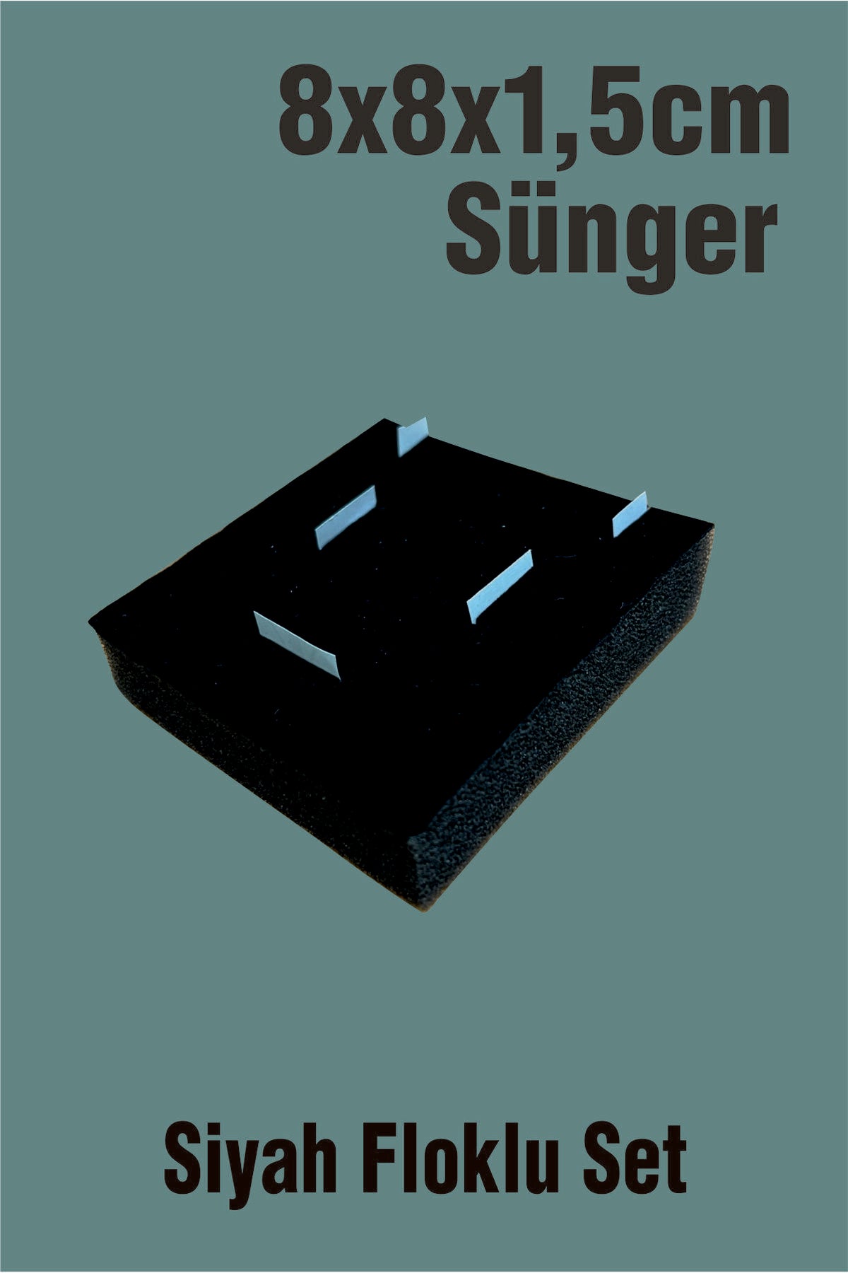Siyah Floklu Takı Kutusu Süngeri 8x8x1,5 cm (24 Adet)