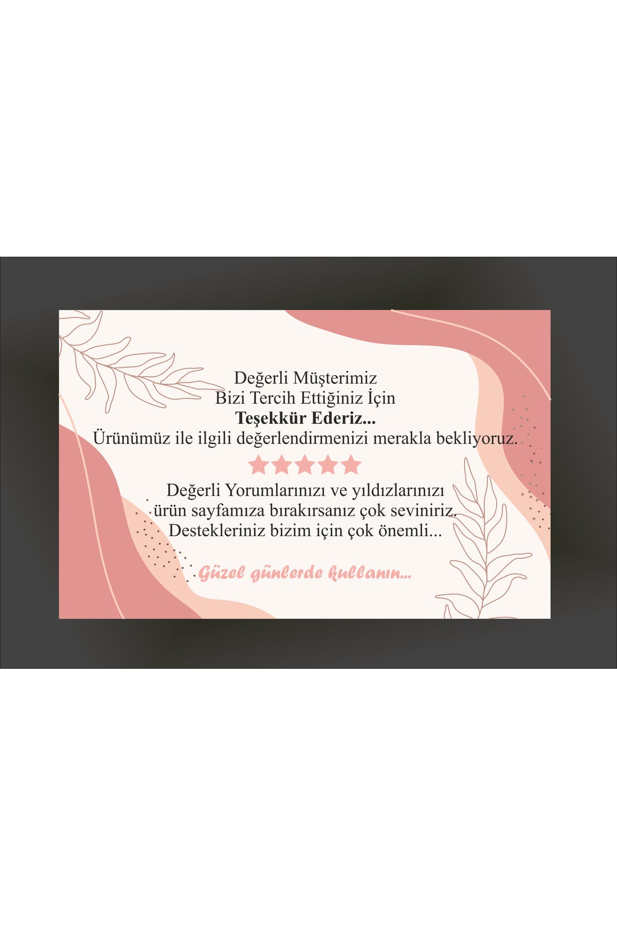 Pembe Thank You Teşekkür Kartı 8x5 cm (100 Adet)