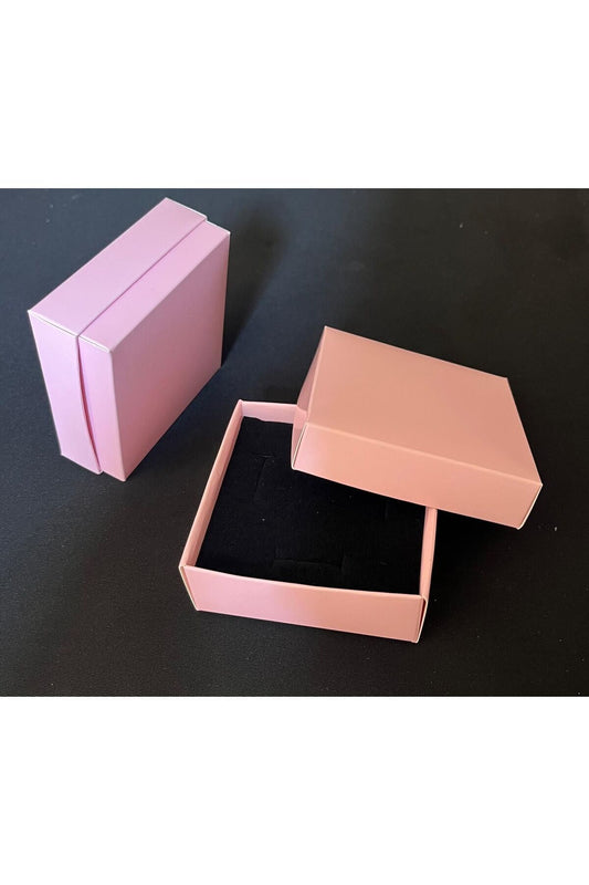 8x8x3cm Pembe Renk Süngerli Takı Kutusu Kolye, Bileklik, Mini Set Kutusu Demonte Sevk