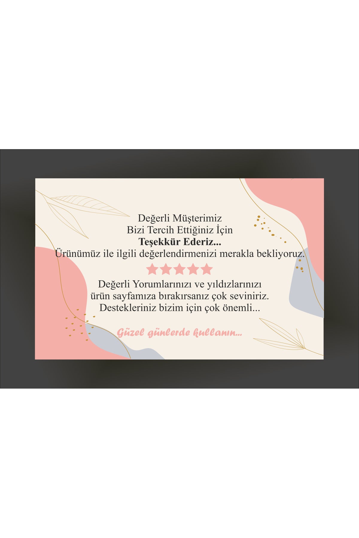 Pembe Thanks Teşekkür Kartı 8x5 cm (100 Adet)
