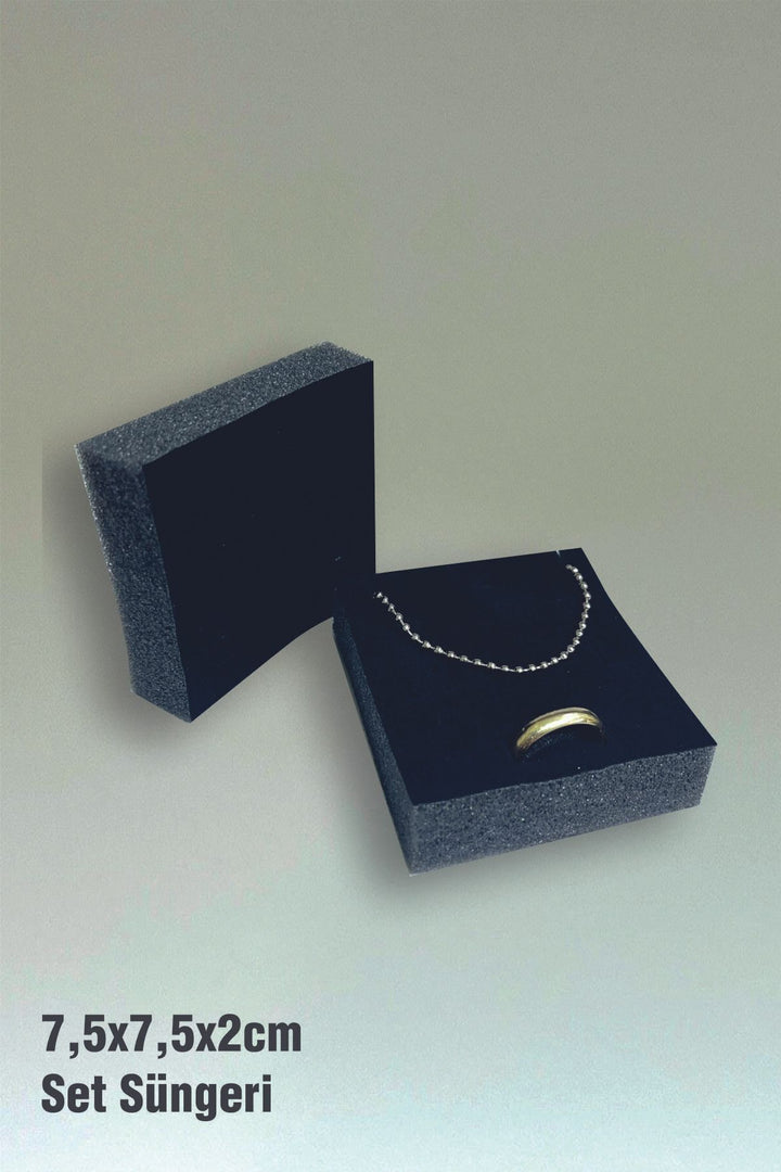 Siyah Floklu Takı Kutusu Süngeri 7,5x7,5x2 cm (18 Adet)