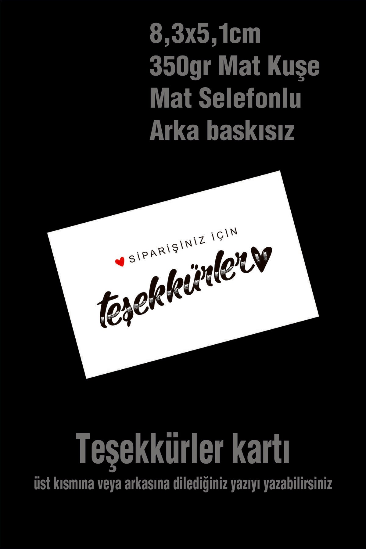 Teşekkürlerrr Kartı 8,3x5,1 cm (100 Adet)