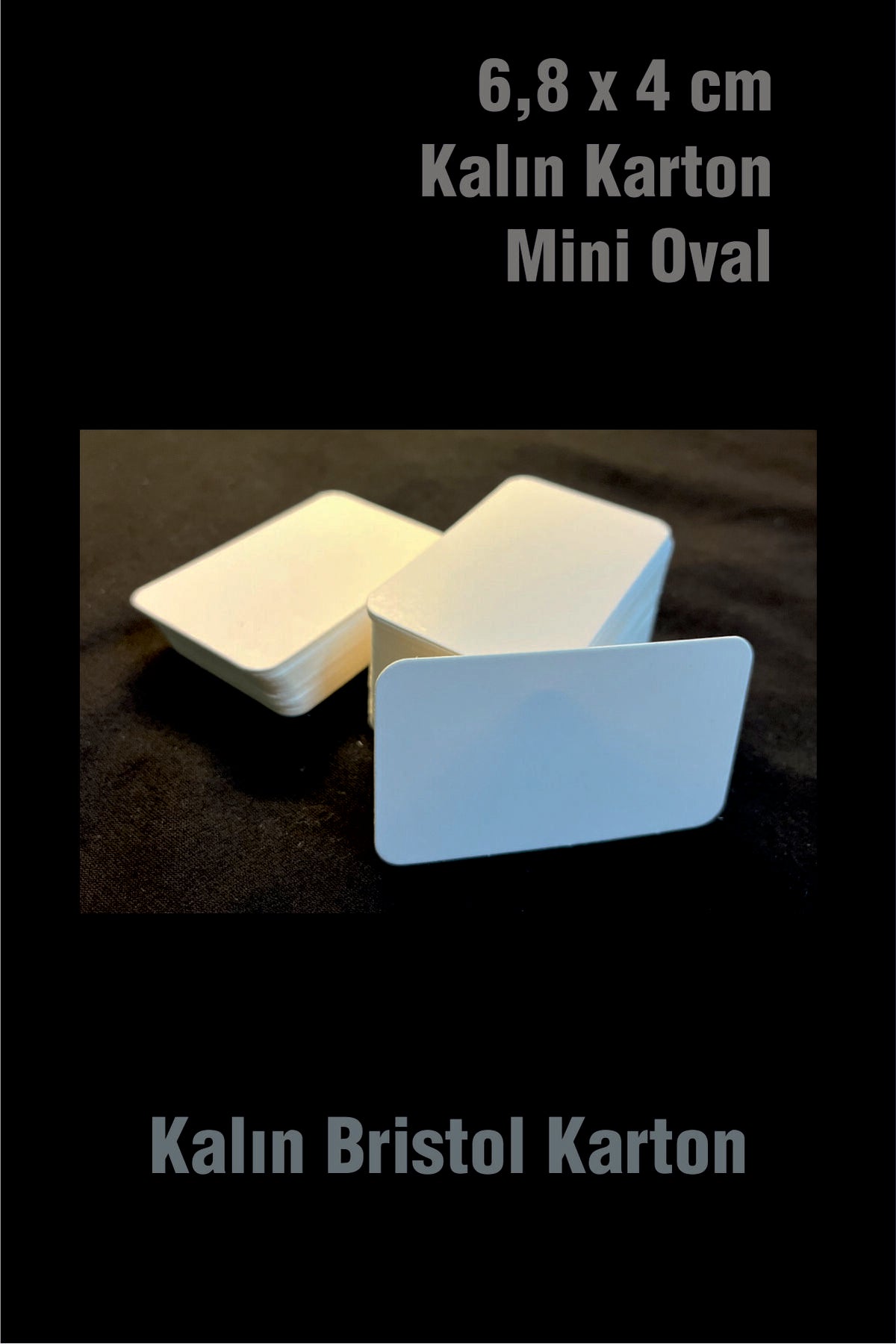 Mini Oval Baskısız Kartvizit 6,8x4 cm (100 Adet) - Beyaz