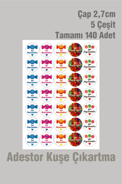 İyi Bayramlar Etiketi 5 Çeşit (140 Adet)