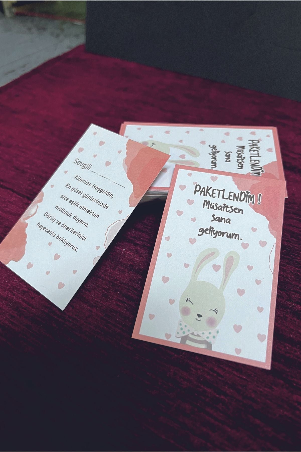 Paketlendim Müsaitsen Sana Geliyorum Kartı 8,3x5 cm (100 Adet)