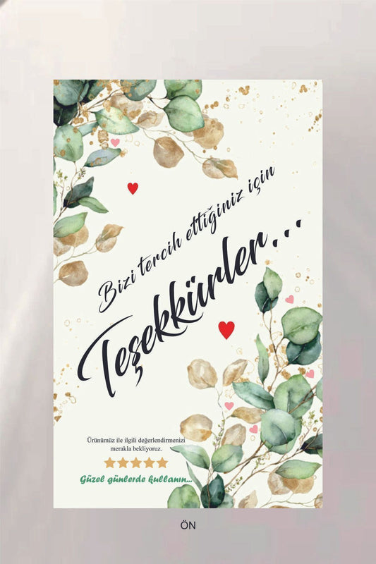 Çiçek Desenli Teşekkür Kartı