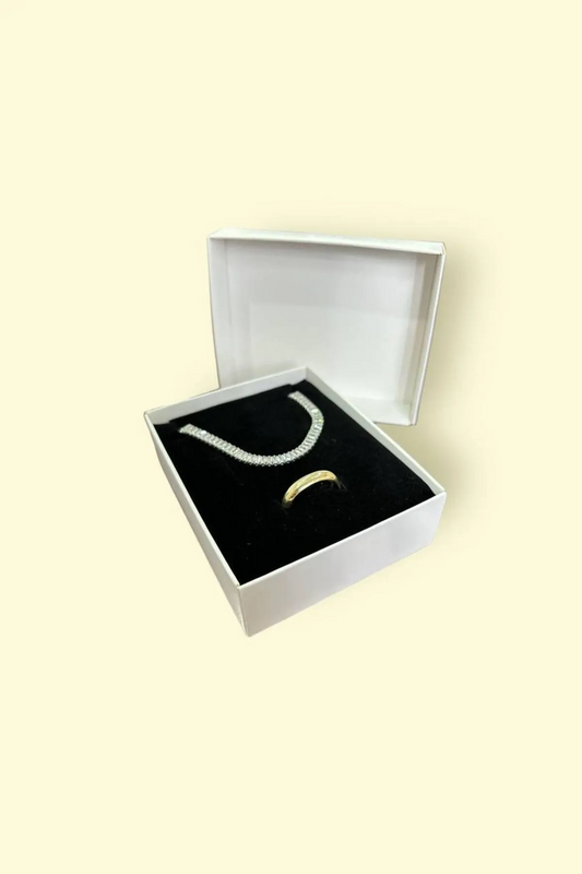10x8x3cm Beyaz Bristol Lüks Takı Kutusu Süngerli 18 Adet Jewelry Gift Box